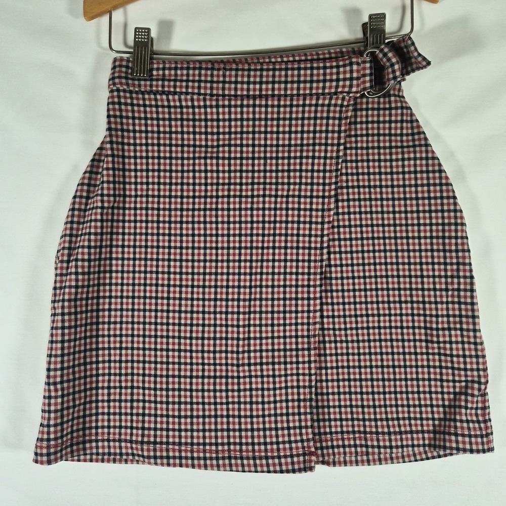 Hollister Ultra High Rise Plaid Wrap Skort XXS Belted Mini Skirt Shorts Preppy